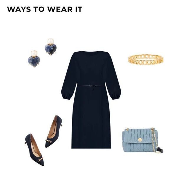 Talbots Gold Tone Chain Strap Leather Trim Quilted Denim Blue Shoulder Bag - Picture 9 of 16